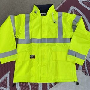Tingley Jacket Men Medium Hi Vis Eclipse Flame Resistant Rain Coat GWP Yellow